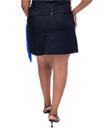Load image into Gallery viewer, Person wearing a black skirt with blue accents on a white background